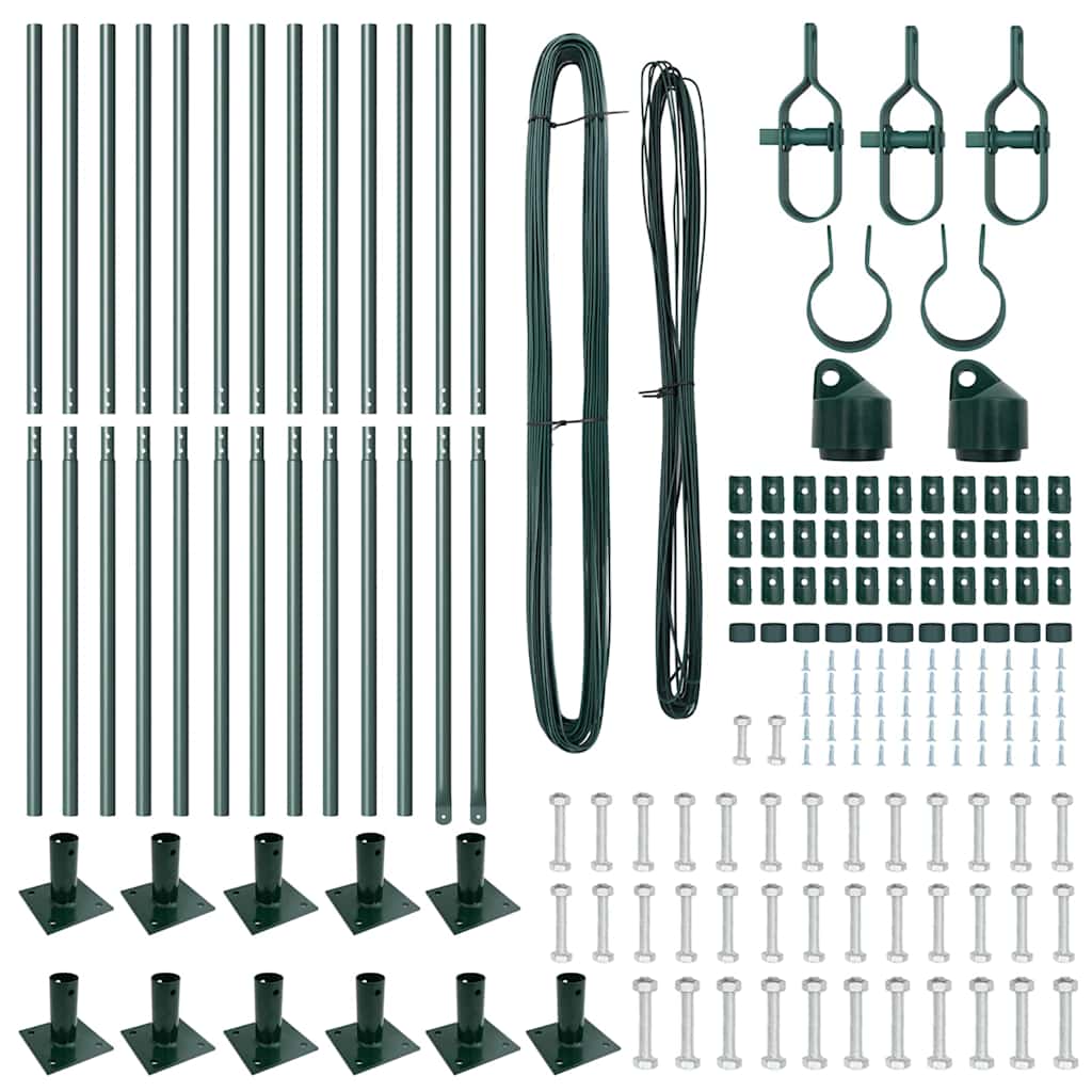 Plotové sloupky 13 pcs Zelená Ø32mm 170 cm Pozinkovaná ocel