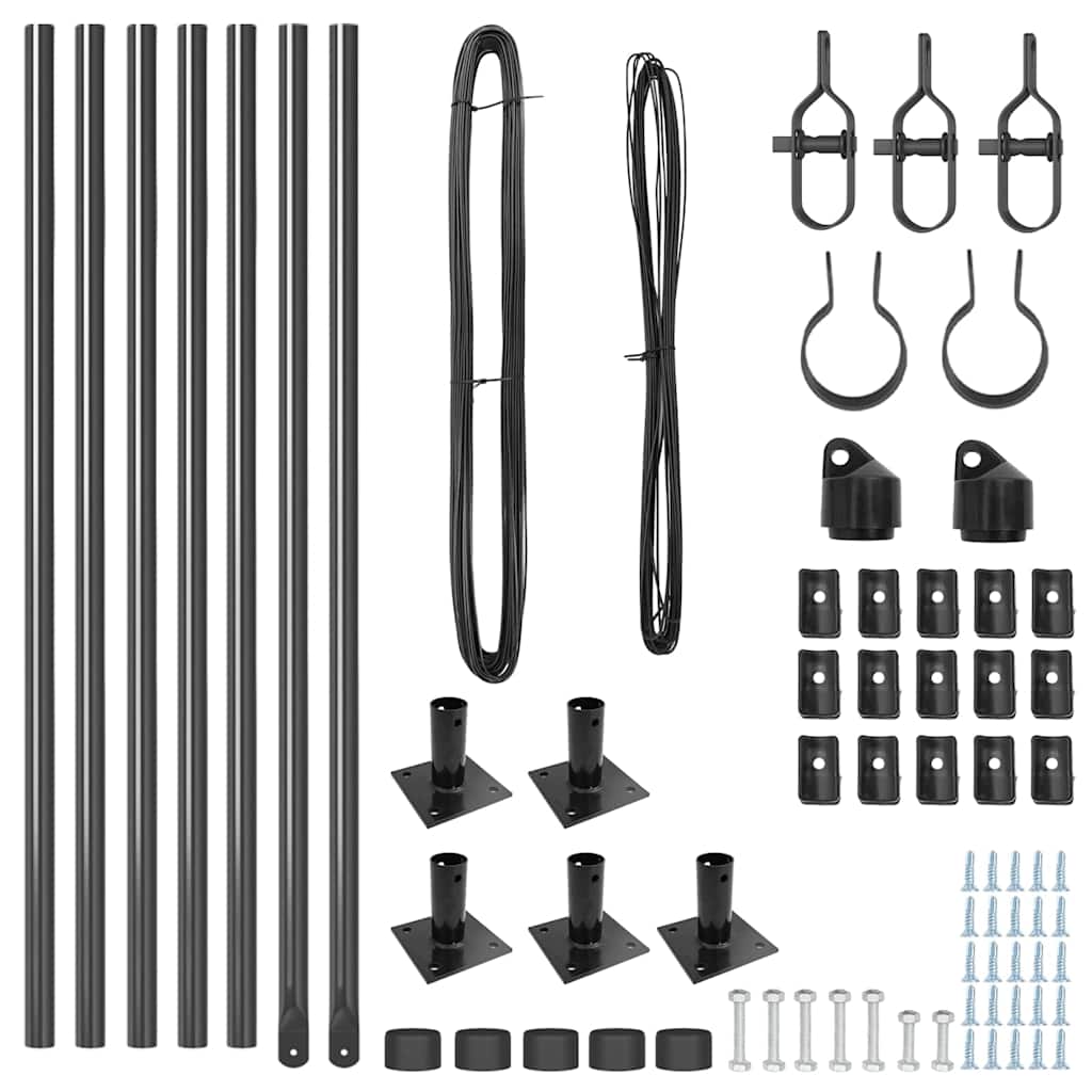Plotové sloupky 7 pcs Šedá Ø32mm 110 cm Pozinkovaná ocel