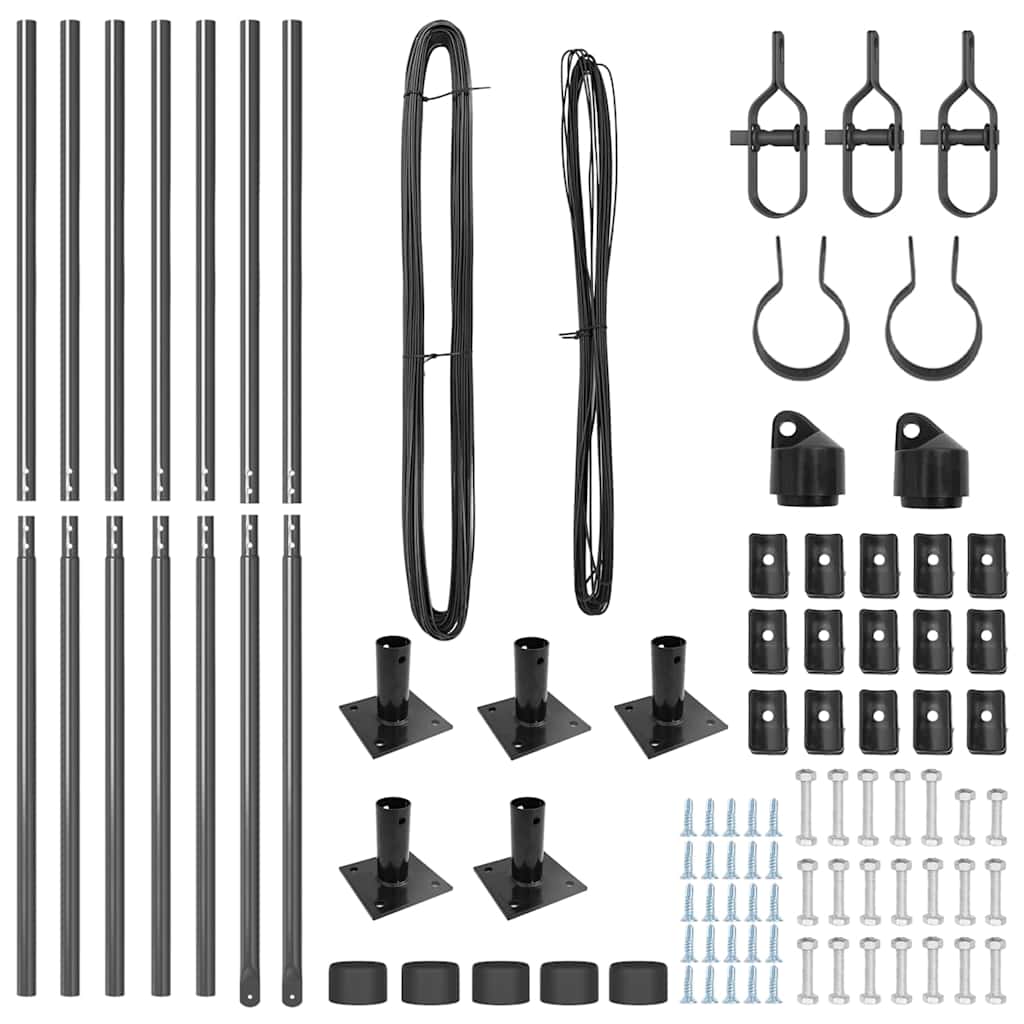 Plotové sloupky 7 pcs Šedá Ø32mm 130 cm Pozinkovaná ocel