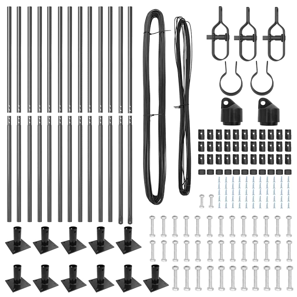 Plotové sloupky 13 pcs Šedá Ø32mm 150 cm Pozinkovaná ocel