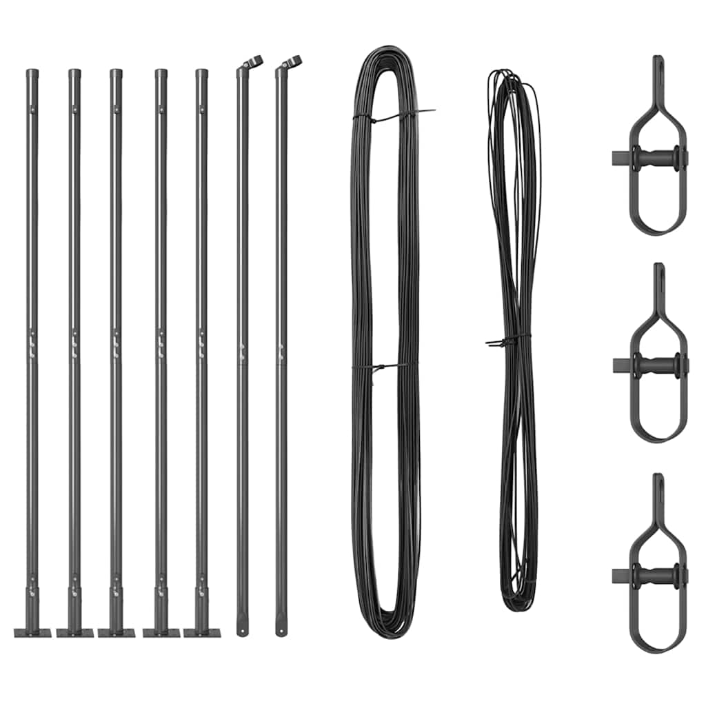 Plotové sloupky 7 pcs Šedá Ø32mm 170 cm Pozinkovaná ocel