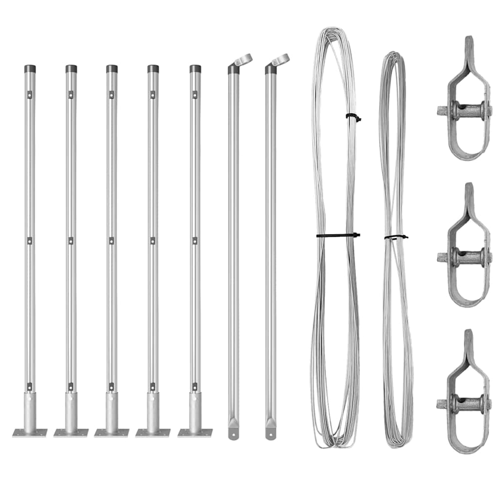 Plotové sloupky 7 pcs Stříbrná Ø32mm 50 cm Pozinkovaná ocel