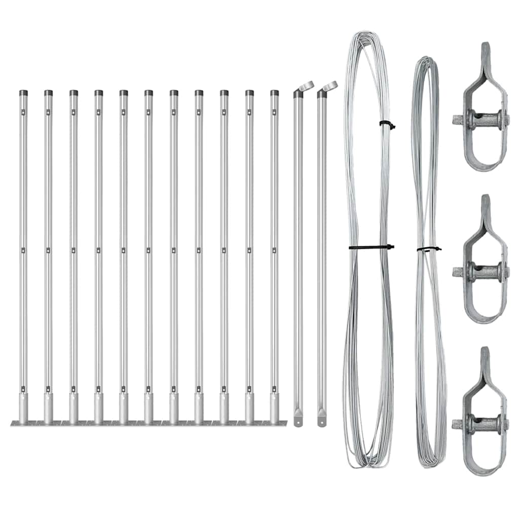 Plotové sloupky 13 pcs Stříbrná Ø32mm 70 cm Pozinkovaná ocel