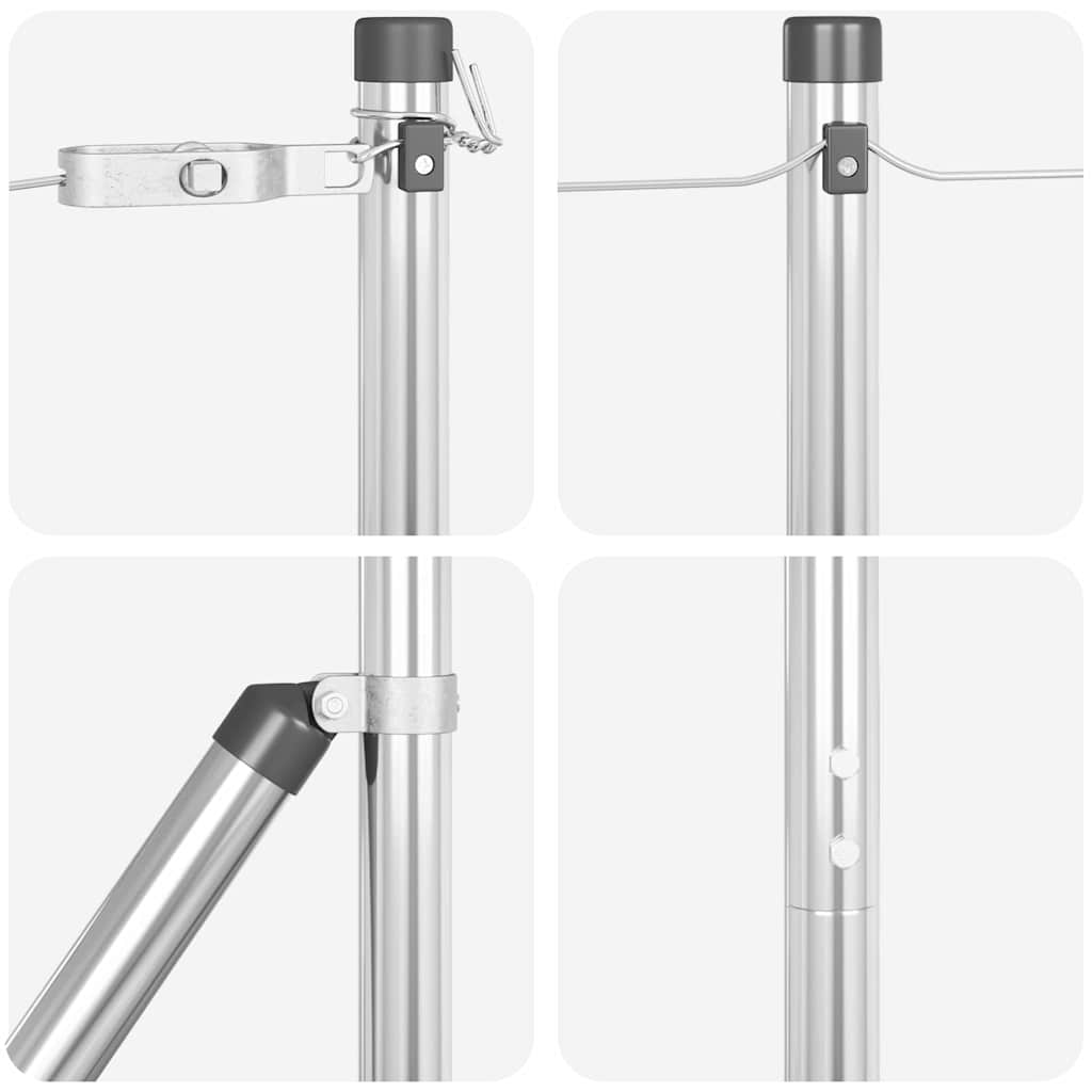 Plotové sloupky 7 pcs Stříbrná Ø32mm 130 cm Pozinkovaná ocel