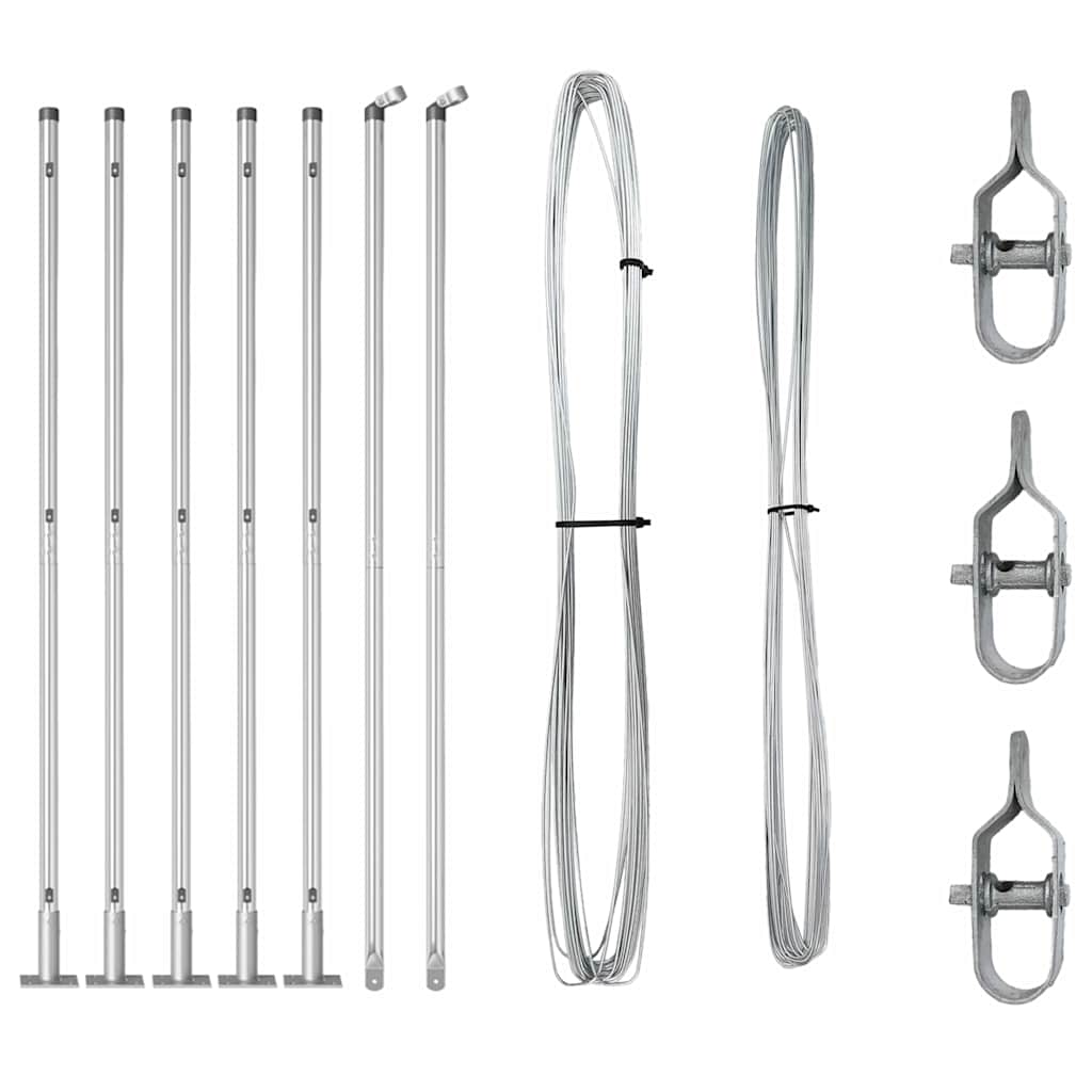 Plotové sloupky 7 pcs Stříbrná Ø32mm 130 cm Pozinkovaná ocel