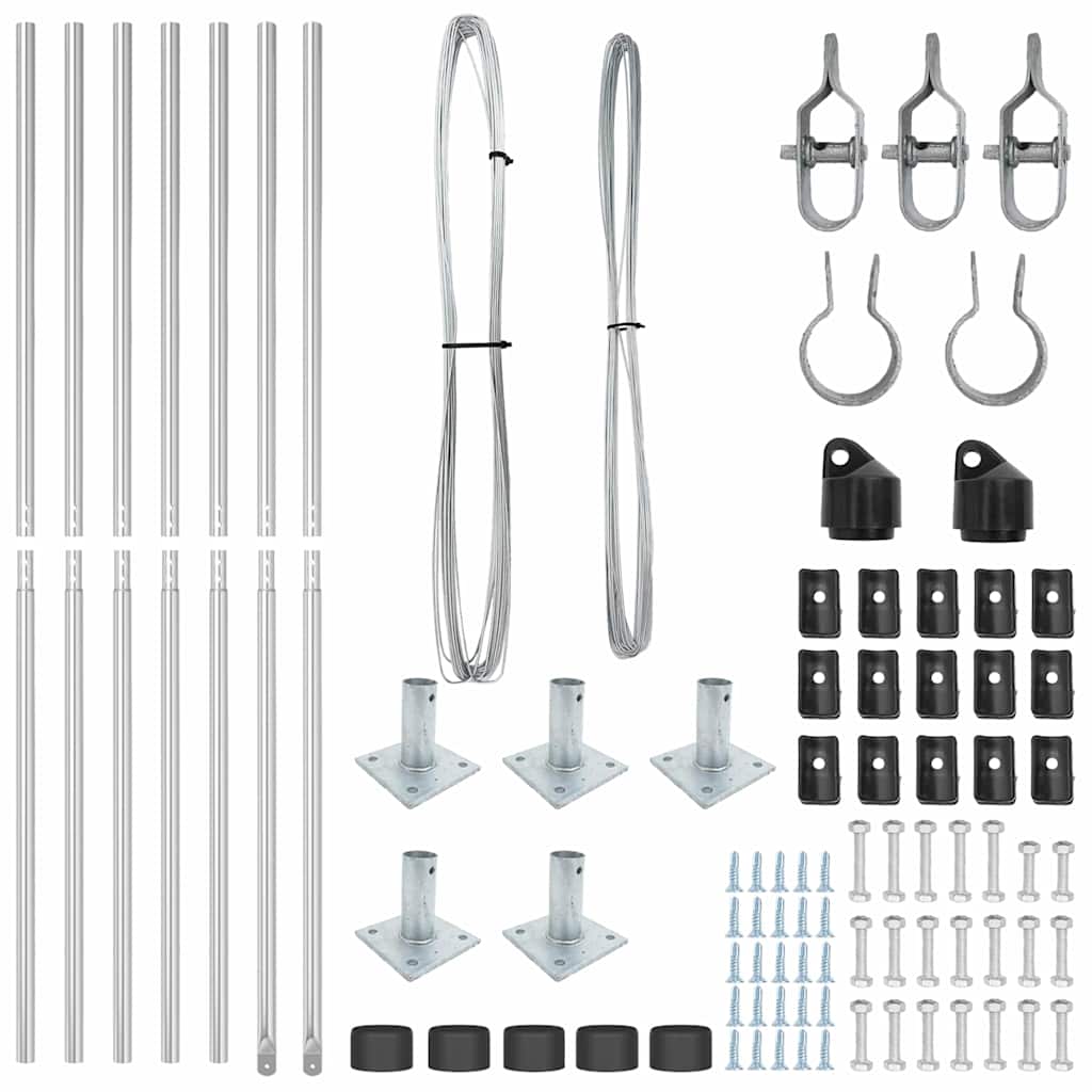 Plotové sloupky 7 pcs Stříbrná Ø32mm 150 cm Pozinkovaná ocel