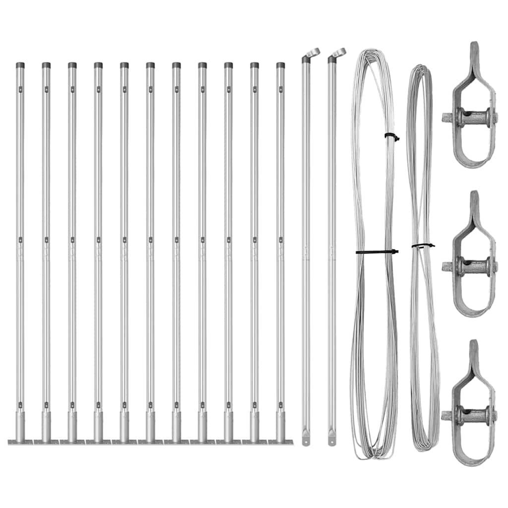 Plotové sloupky 13 pcs Stříbrná Ø32mm 170 cm Pozinkovaná ocel