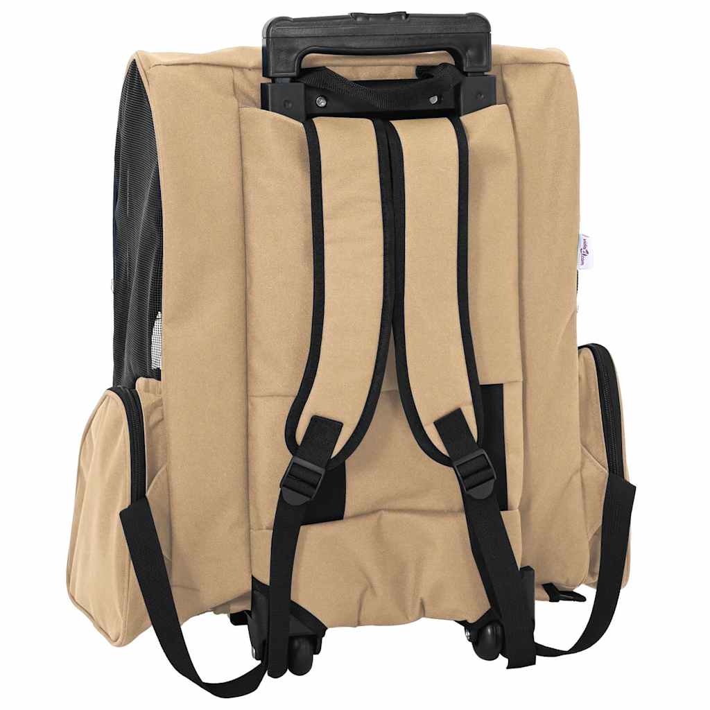 Vozík pro domácí mazlíčky 3 v 1, design, písková barva, 48 x 32 x (57-106) cm, oxfordská látka