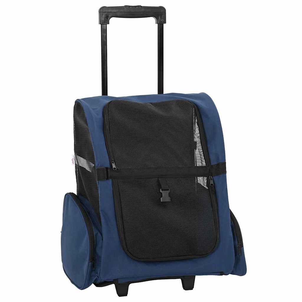 Vozík pro domácí mazlíčky 3 v 1, design, modrý, 48 x 32 x (57-106) cm, oxfordská látka