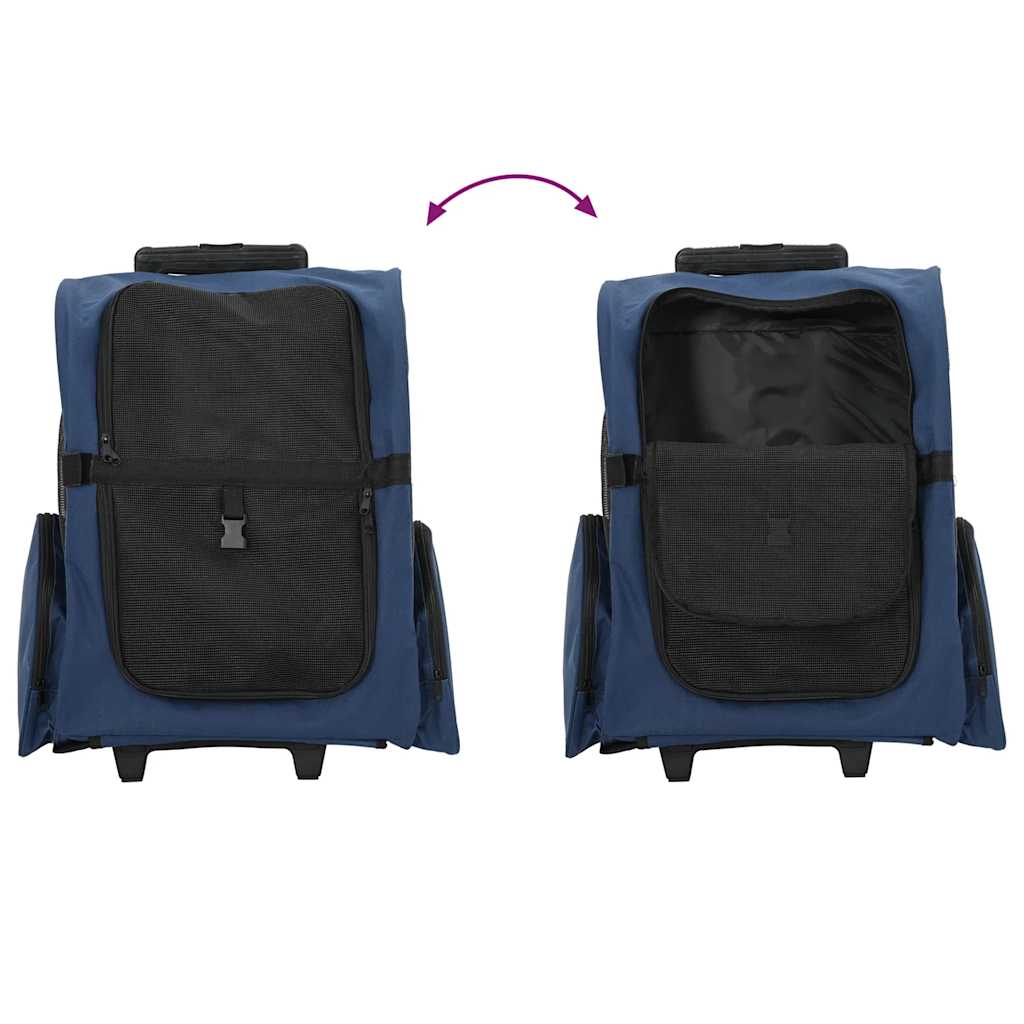 Vozík pro domácí mazlíčky 3 v 1, design, modrý, 48 x 32 x (57-106) cm, oxfordská látka