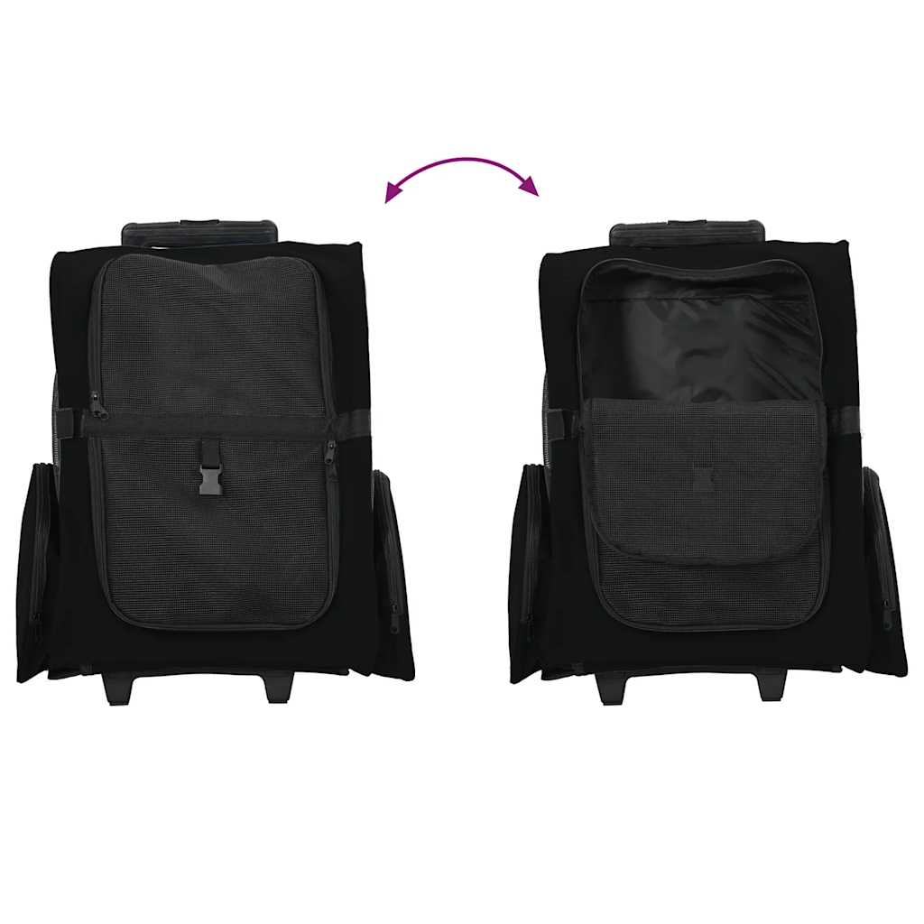 Vozík pro domácí mazlíčky 3 v 1 Design Černý 48 x 32 x (57-106) cm Oxfordská látka