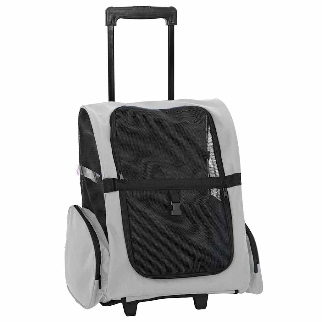 Vozík pro domácí mazlíčky 3 v 1 šedý 48 x 32 x (57-106) cm oxfordská látka
