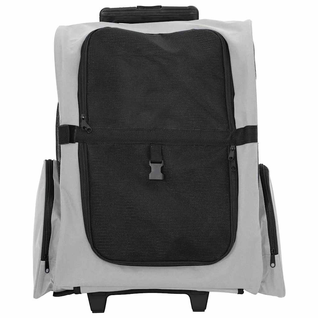 Vozík pro domácí mazlíčky 3 v 1 šedý 48 x 32 x (57-106) cm oxfordská látka