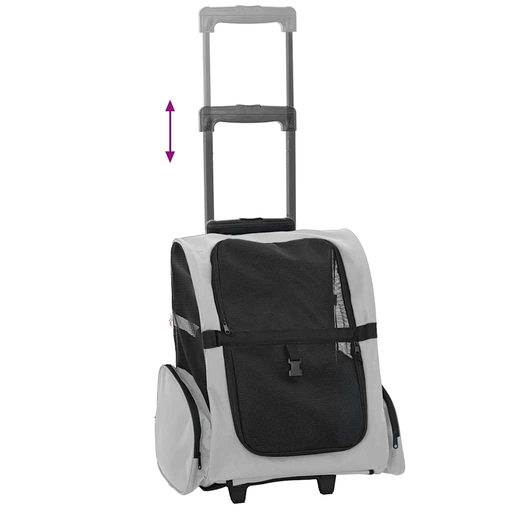Vozík pro domácí mazlíčky 3 v 1 šedý 48 x 32 x (57-106) cm oxfordská látka