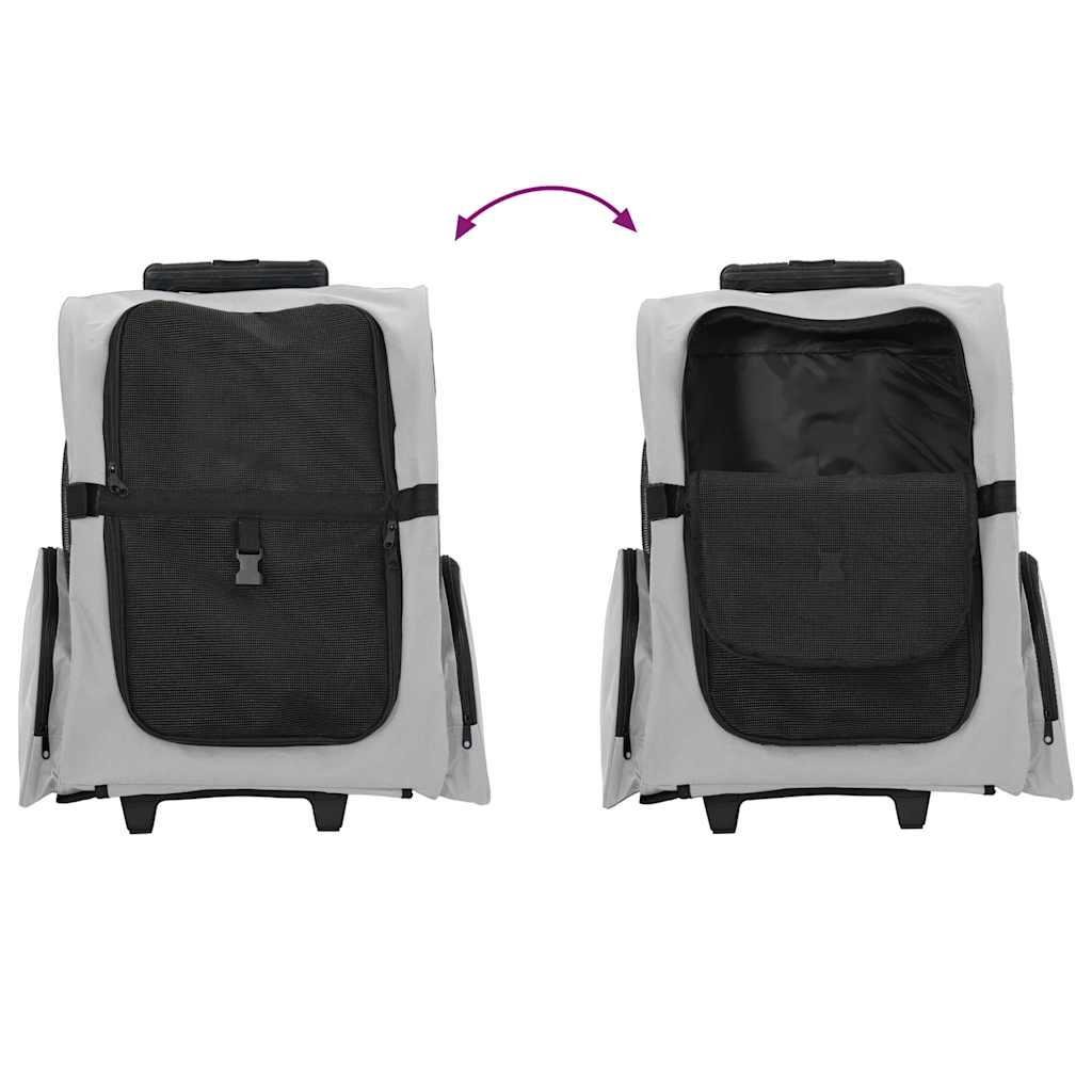 Vozík pro domácí mazlíčky 3 v 1 šedý 48 x 32 x (57-106) cm oxfordská látka