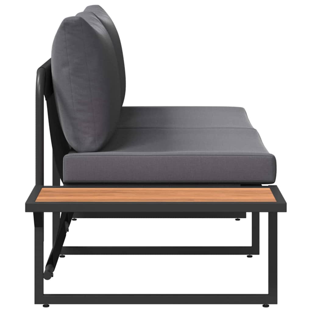 Zahradní sofa s polštářem Hnědá 200.5 x 70 x 85.5cm kov