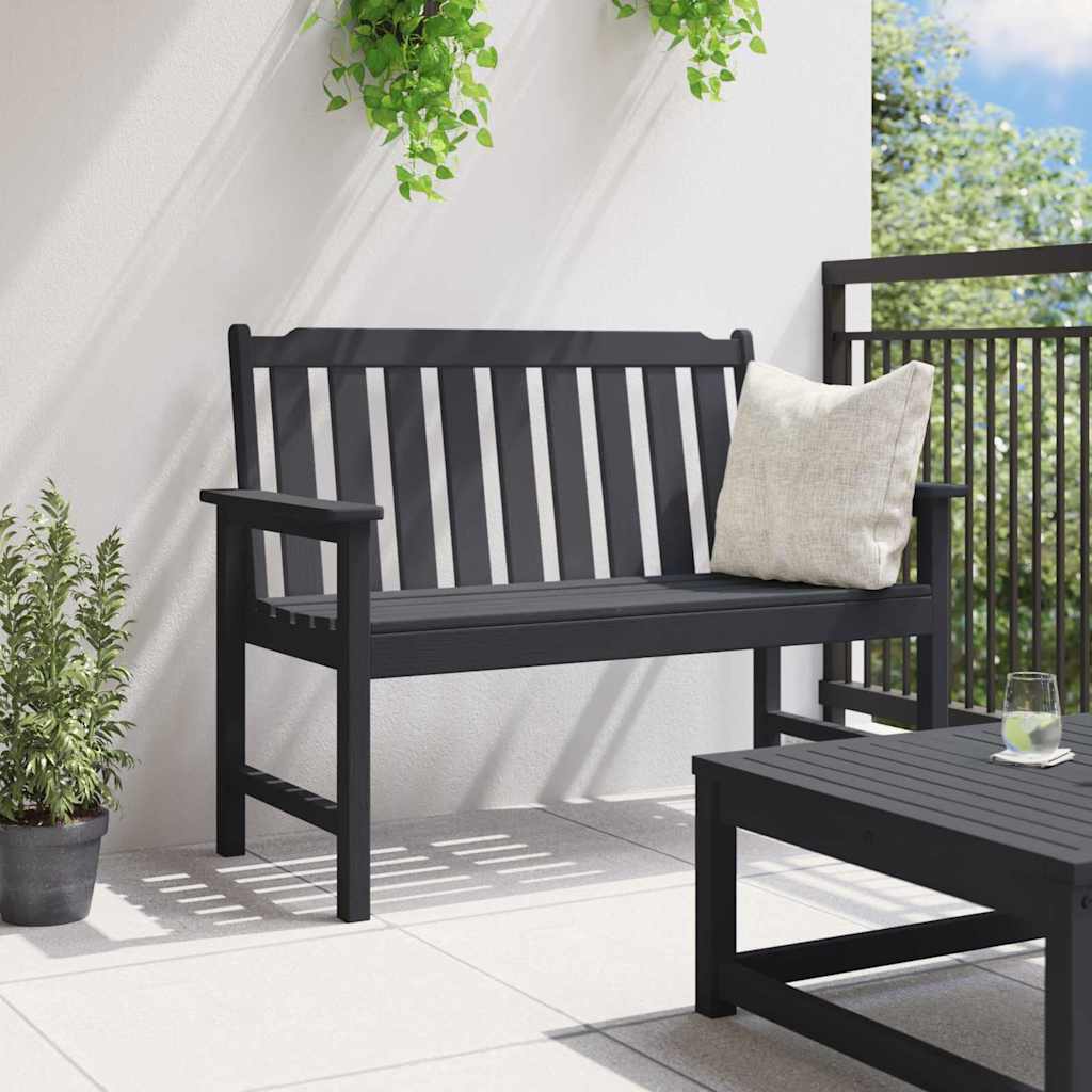 Zahradní lavice s polštářem Černá 120 x 59 x 88cm HDPE