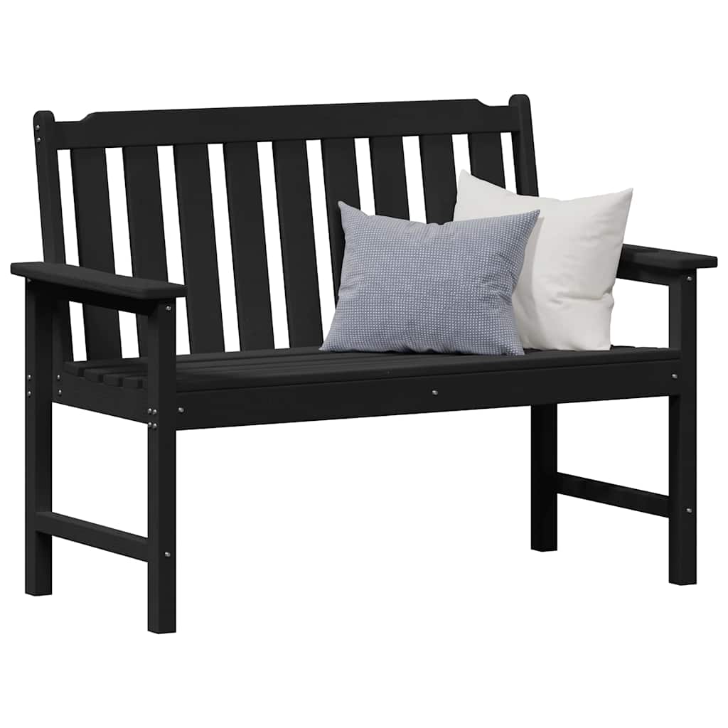 Zahradní lavice s polštářem Černá 120 x 59 x 88cm HDPE