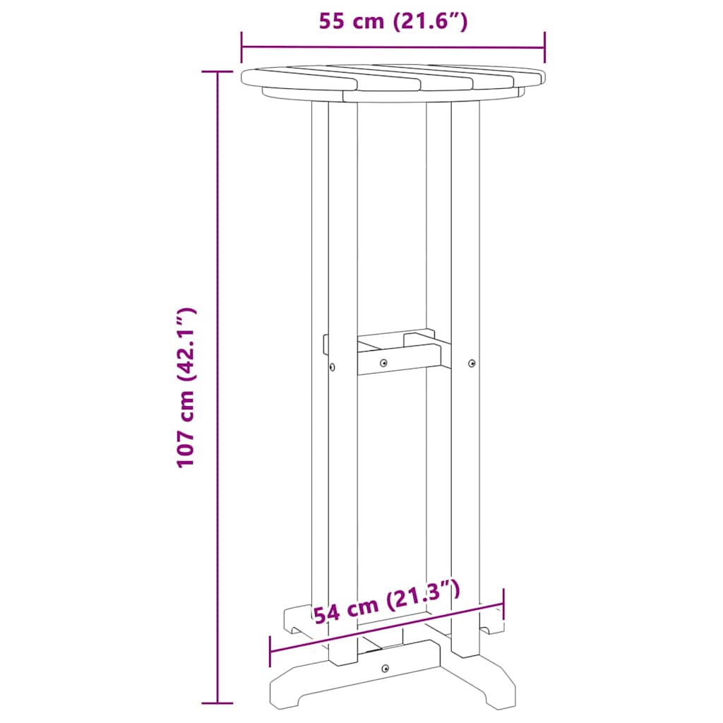 Barový stůl Světle šedá 55 x 55 x 107 cm HDPE