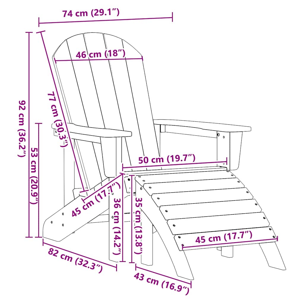 Adirondack židle Bílá 74 x 82 x 92cm HDPE