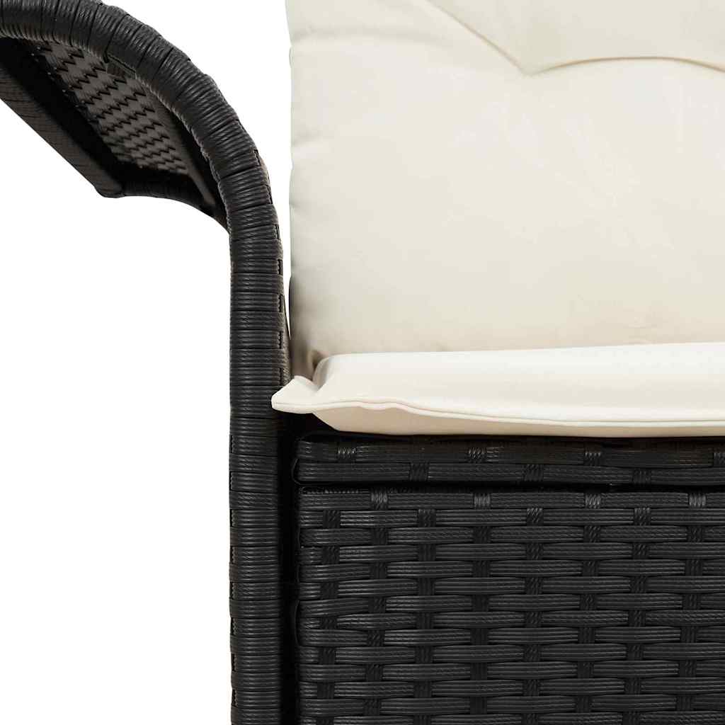 Zahradní sofa s polštářem Černá 141 x 62 x 69 cm polyratan