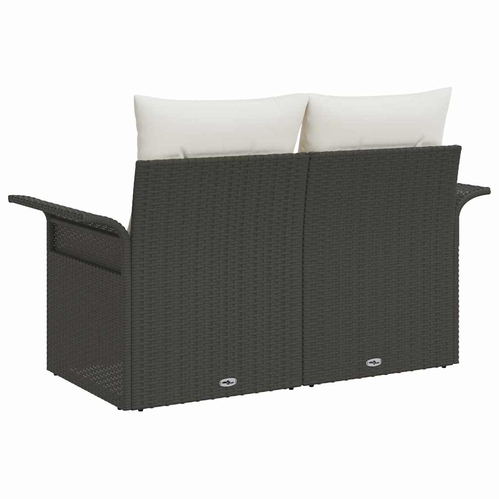 Zahradní sofa s polštářem Černá 141 x 62 x 69 cm polyratan