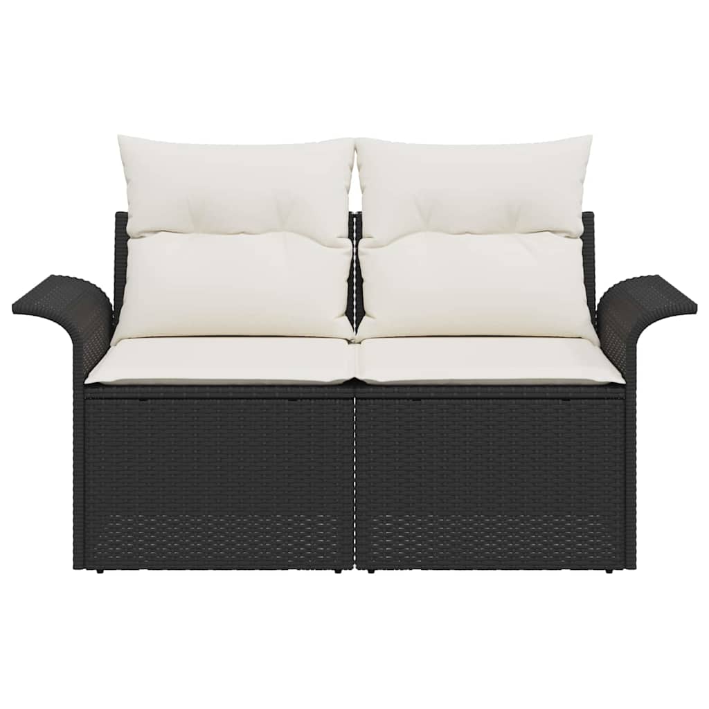 Zahradní sofa s polštářem Černá 141 x 62 x 69 cm polyratan