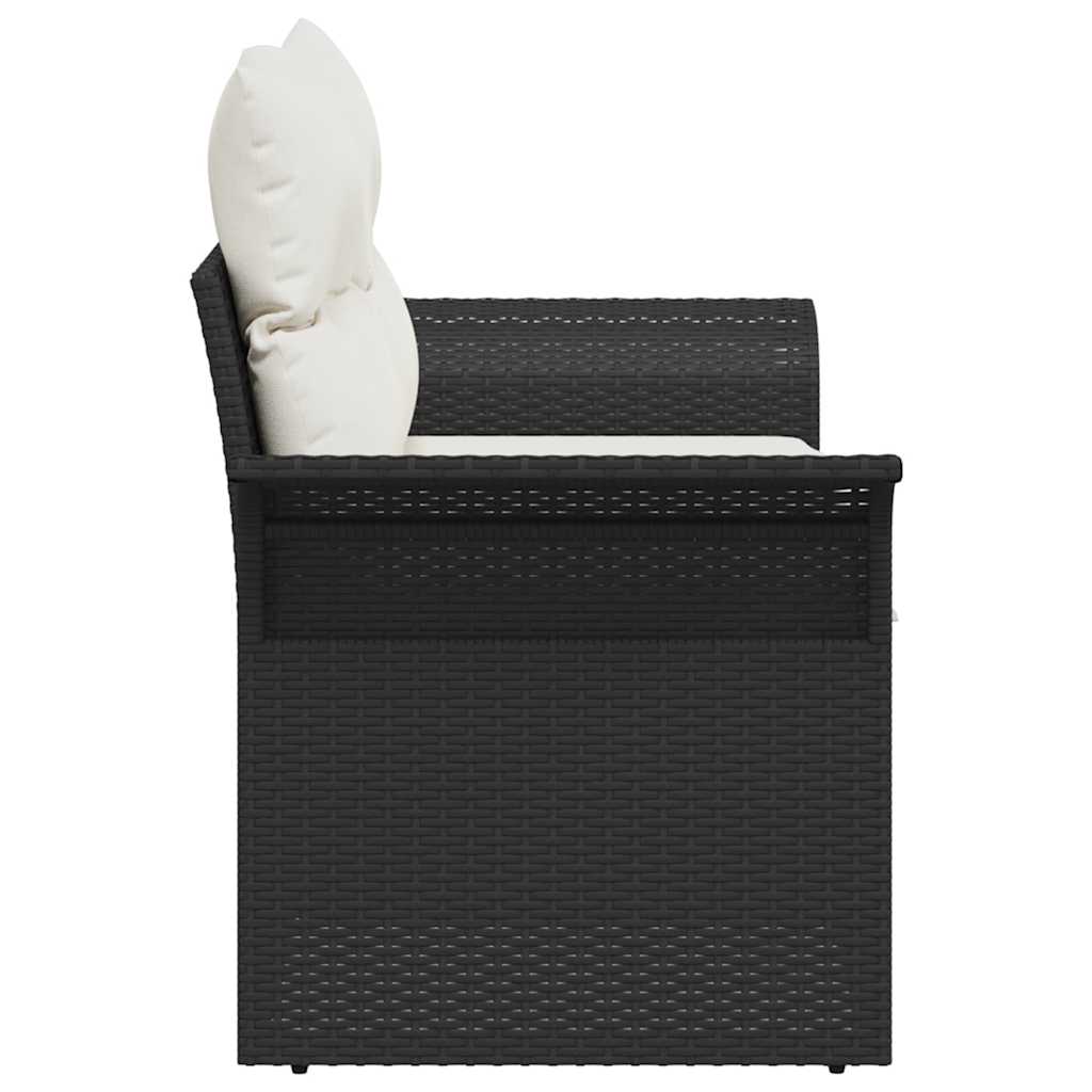 Zahradní sofa s polštářem Černá 141 x 62 x 69 cm polyratan