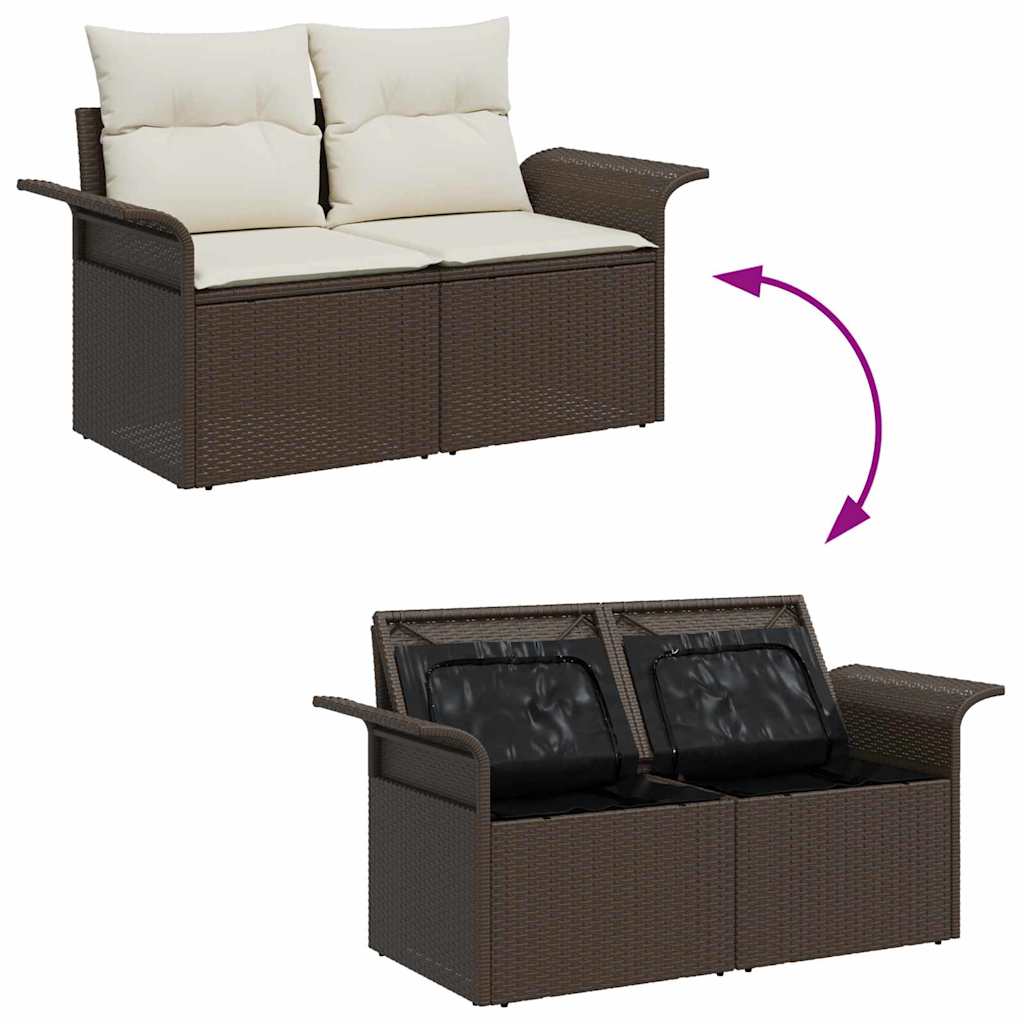 Zahradní sofa s polštářem Hnědá 141 x 62 x 69 cm polyratan