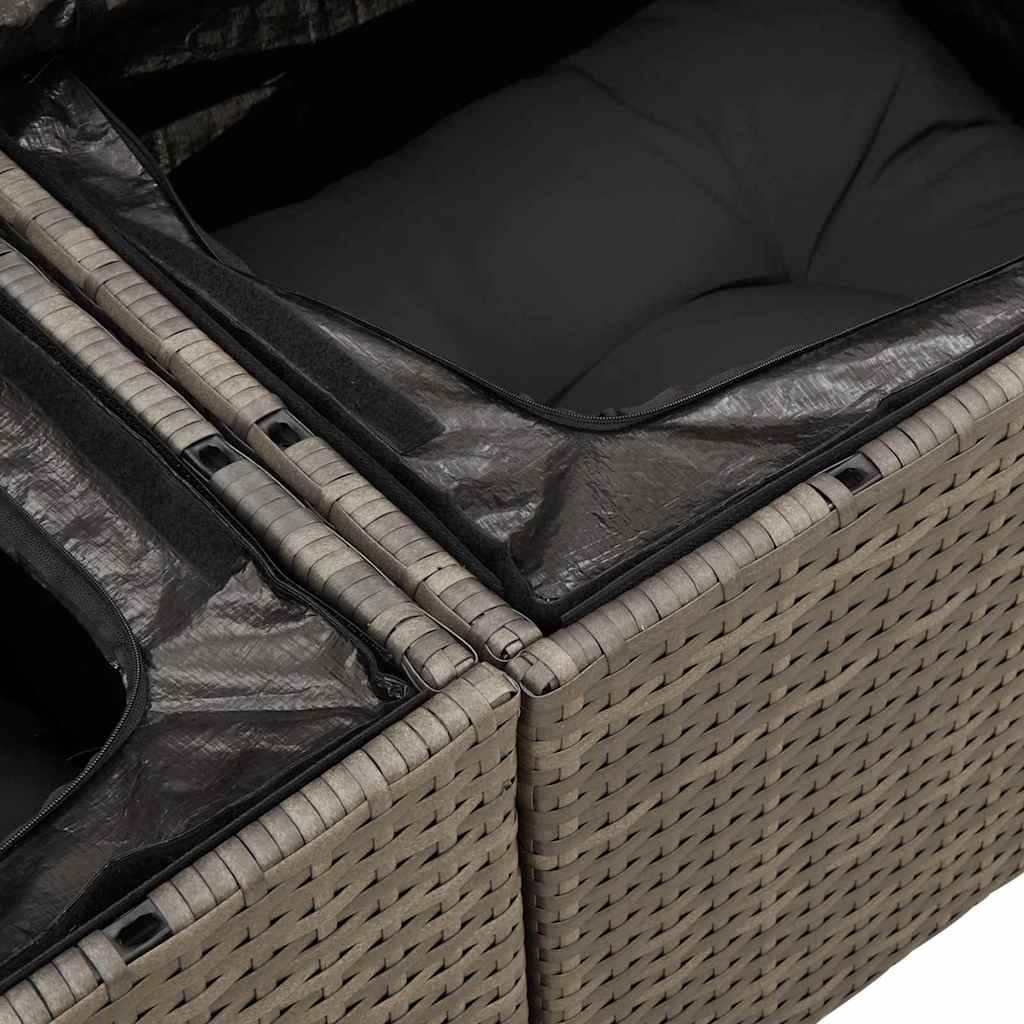 Zahradní sofa s polštářem Šedá 141 x 62 x 69 cm polyratan