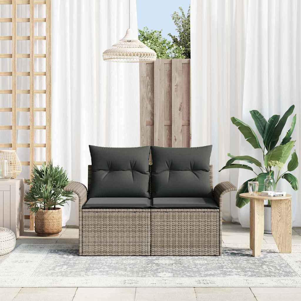 Zahradní sofa s polštářem Šedá 141 x 62 x 69 cm polyratan