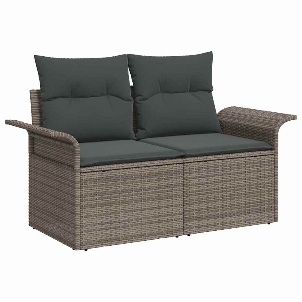 Zahradní sofa s polštářem Šedá 141 x 62 x 69 cm polyratan