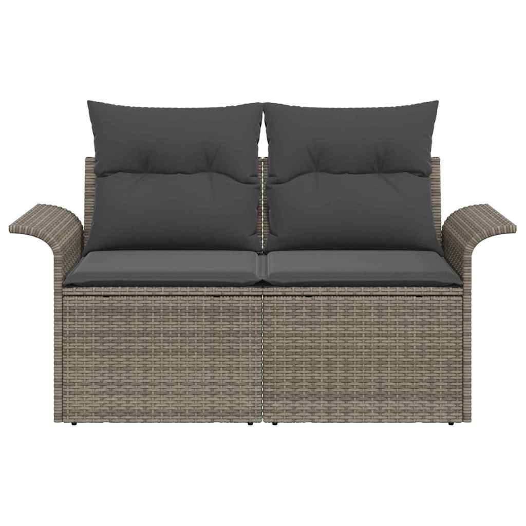 Zahradní sofa s polštářem Šedá 141 x 62 x 69 cm polyratan