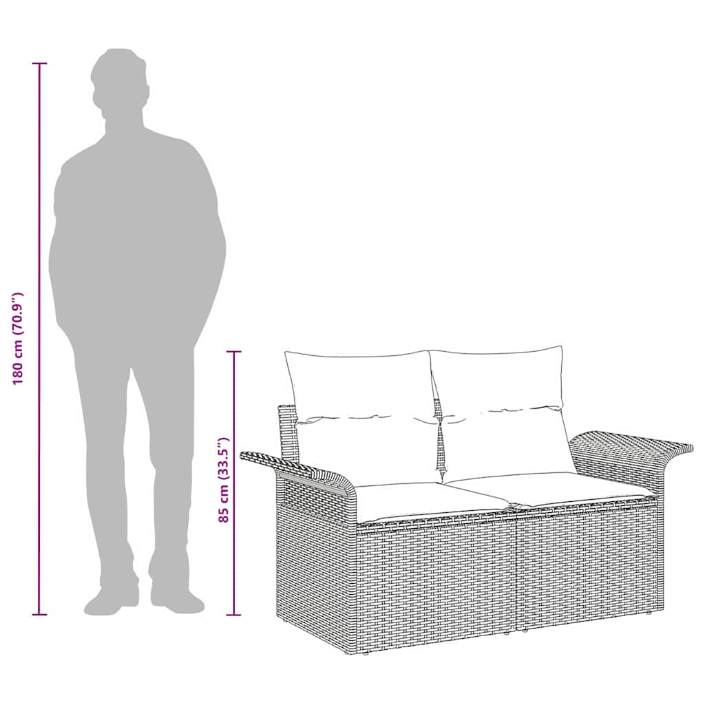 Zahradní sofa s polštářem Šedá 141 x 62 x 69 cm polyratan