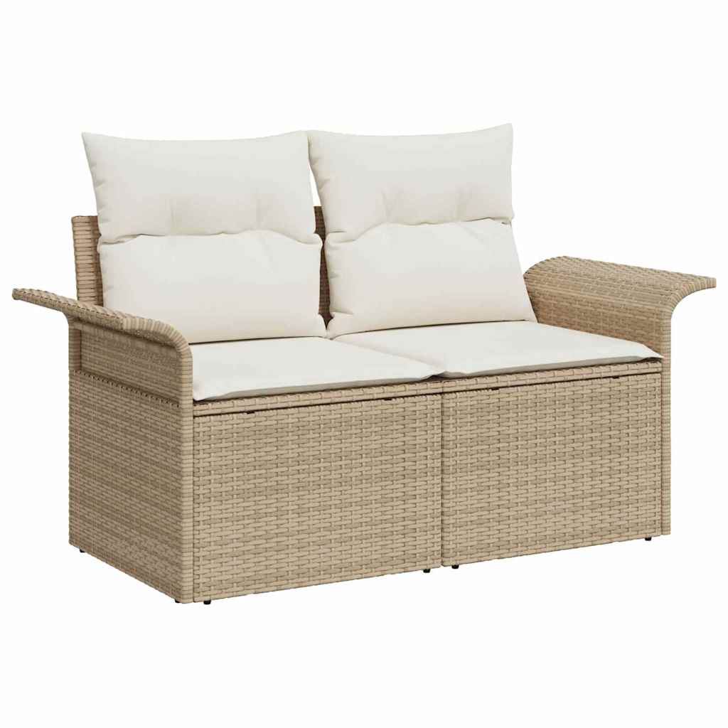 Zahradní sofa s polštářem Béžová 141 x 62 x 69 cm polyratan