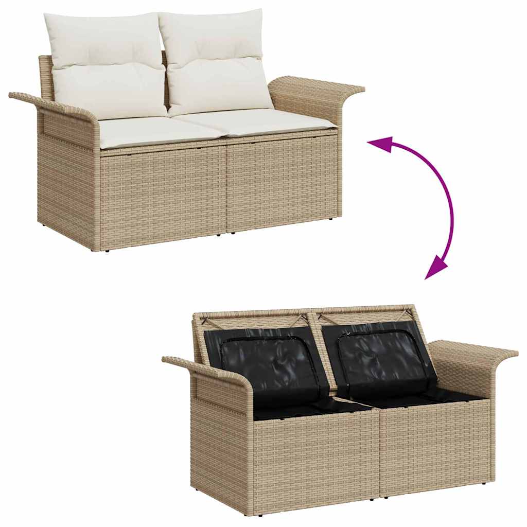 Zahradní sofa s polštářem Béžová 141 x 62 x 69 cm polyratan