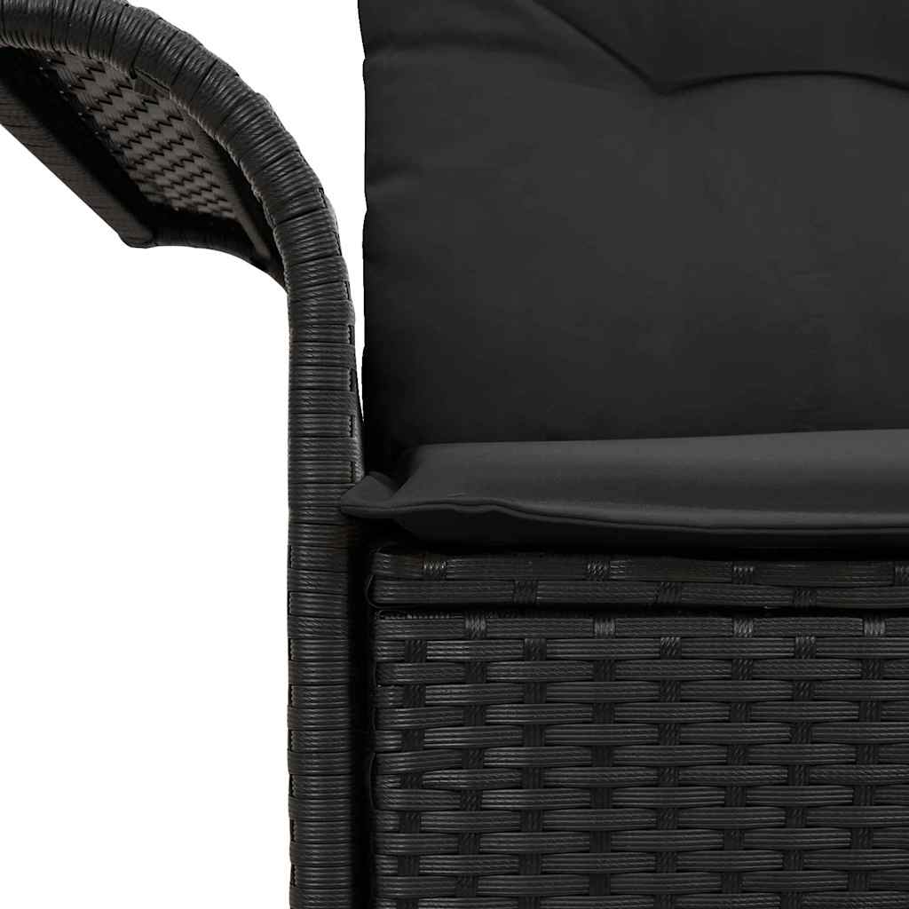Zahradní sofa s polštářem Černá 141 x 62 x 69 cm polyratan