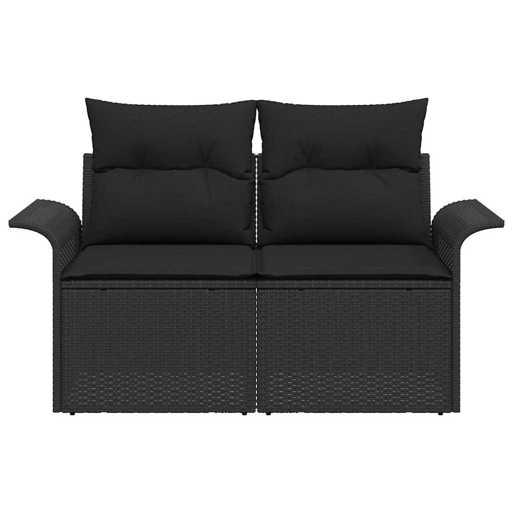 Zahradní sofa s polštářem Černá 141 x 62 x 69 cm polyratan