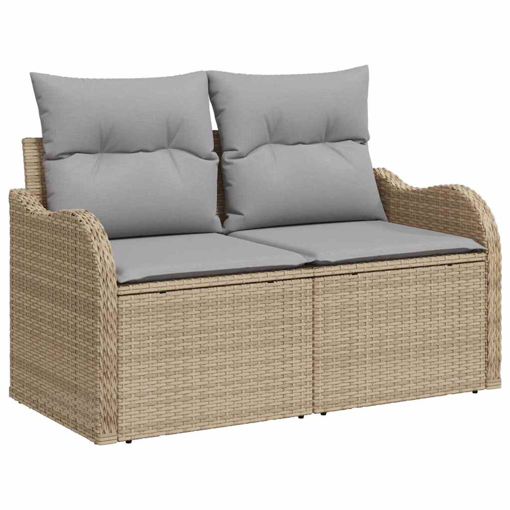 Zahradní sofa s polštářem Béžová 121 x 62 x 69 cm polyratan