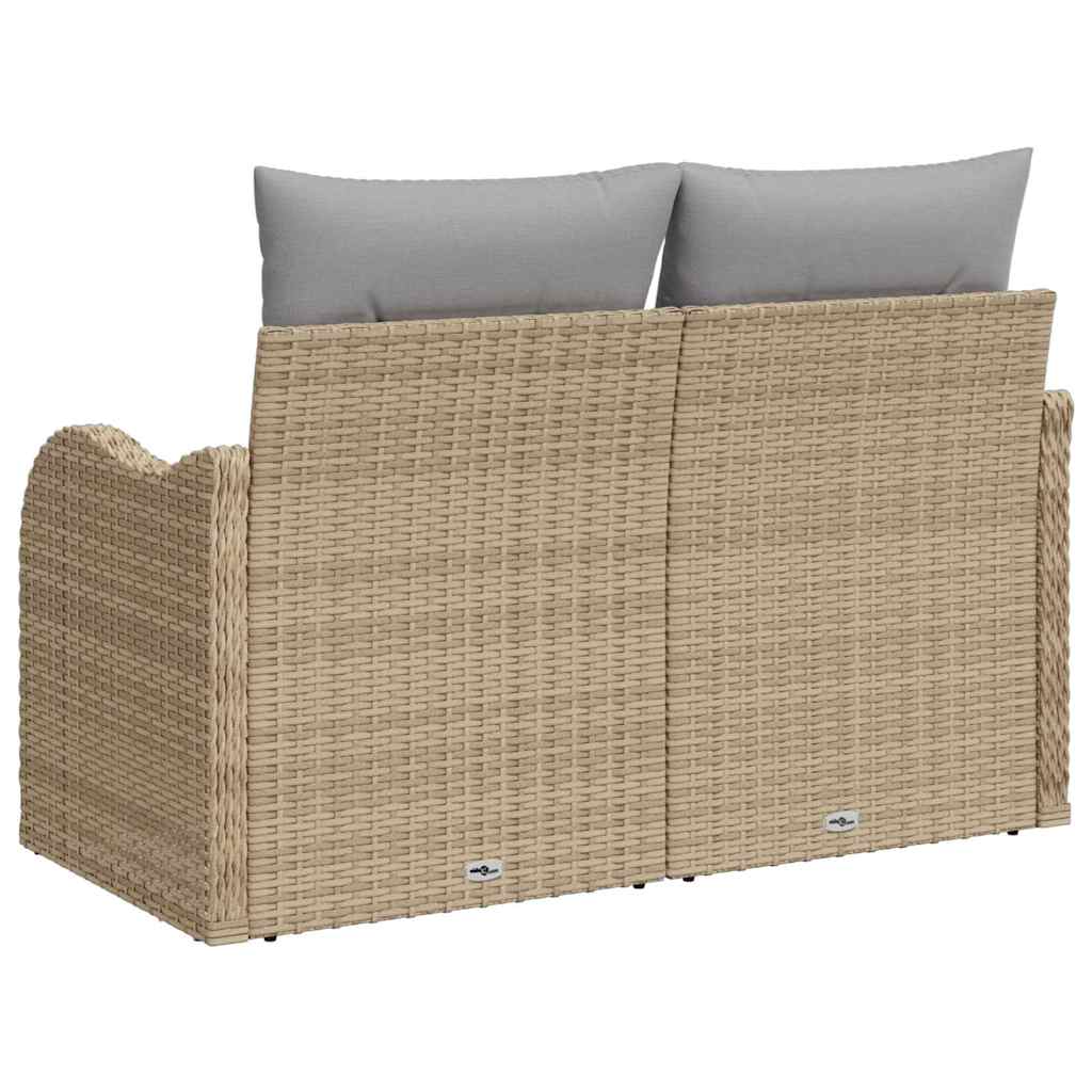 Zahradní sofa s polštářem Béžová 121 x 62 x 69 cm polyratan