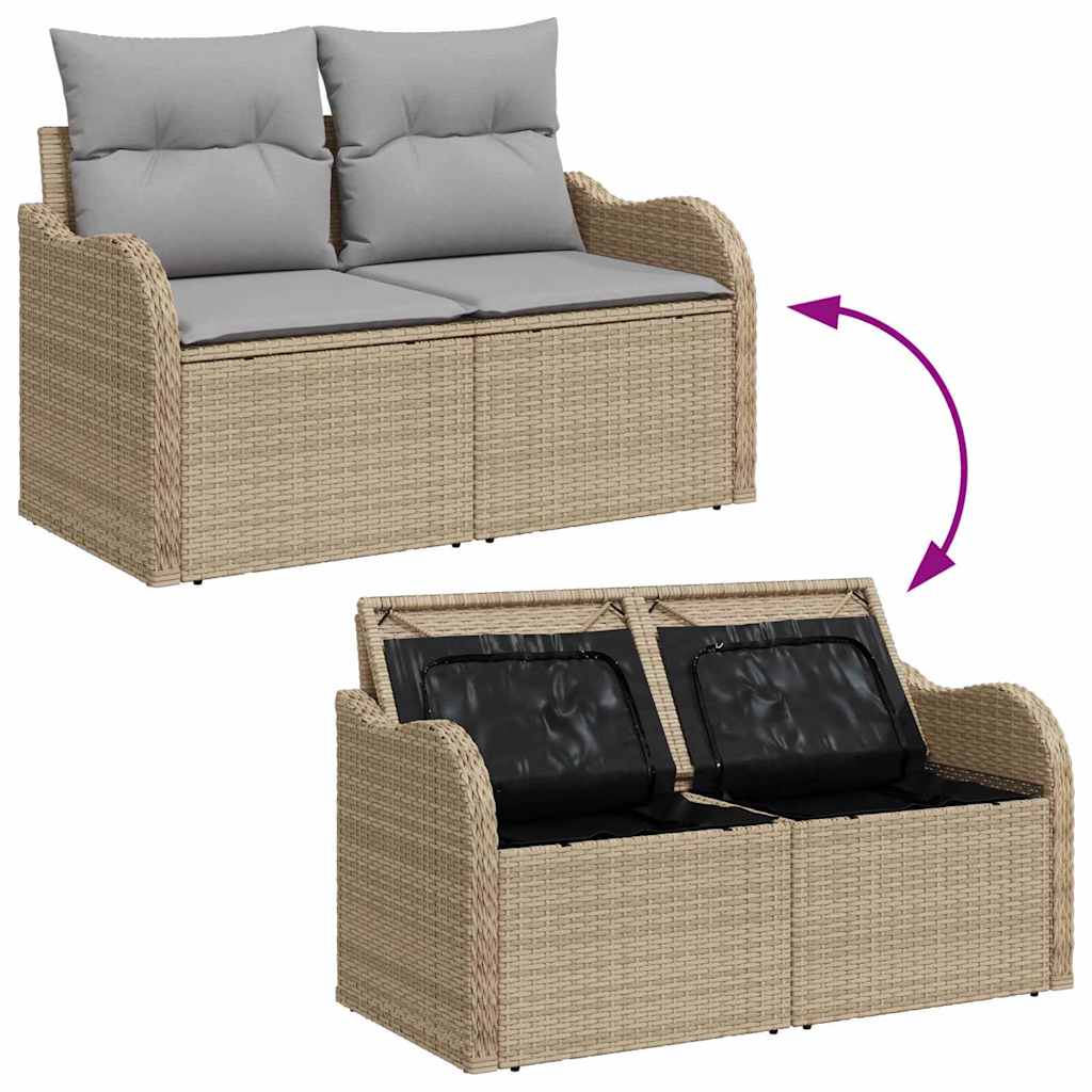 Zahradní sofa s polštářem Béžová 121 x 62 x 69 cm polyratan