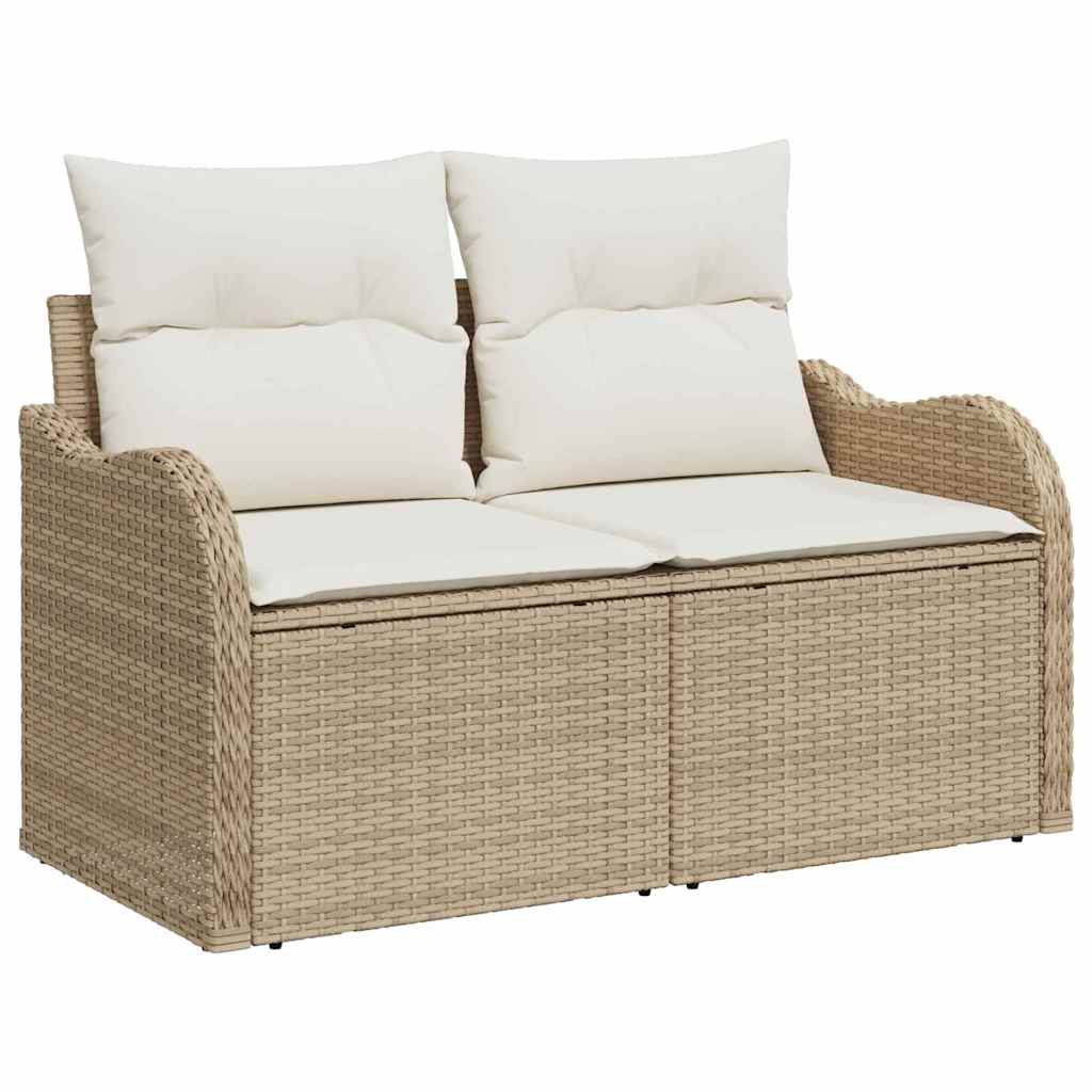Zahradní sofa s polštářem Béžová 121 x 62 x 69 cm polyratan