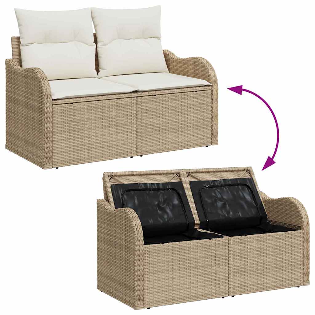 Zahradní sofa s polštářem Béžová 121 x 62 x 69 cm polyratan