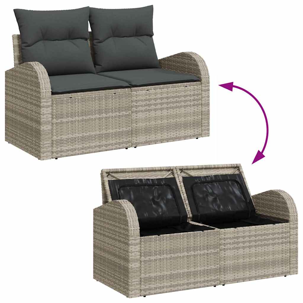 Zahradní sofa s polštářem Světle šedá 124 x 62 x 69cm polyratan