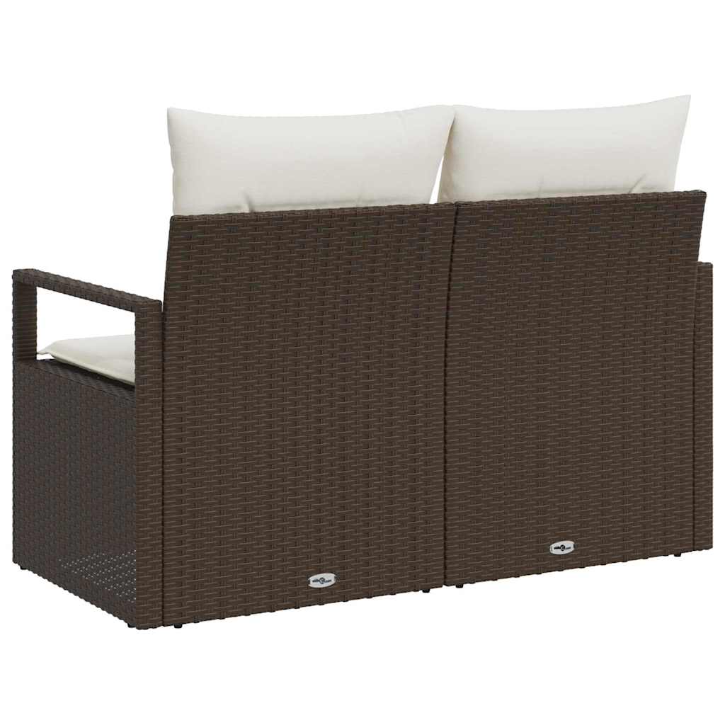 Zahradní sofa s polštářem Hnědá 120 x 62 x 69cm polyratan