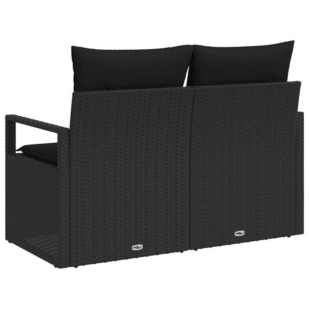 Zahradní sofa s polštářem Černá 120 x 62 x 69cm polyratan