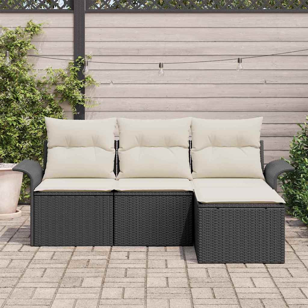 Sada zahradních pohovek 4 pcs Černá 55 x 55 x 37cm polyratan