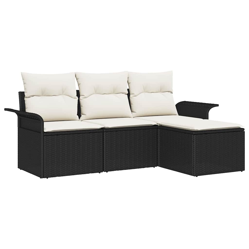 Sada zahradních pohovek 4 pcs Černá 55 x 55 x 37cm polyratan