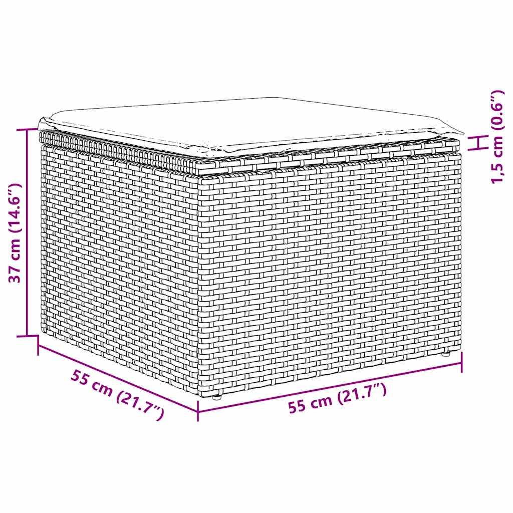 Sada zahradních pohovek 4 pcs Černá 55 x 55 x 37cm polyratan