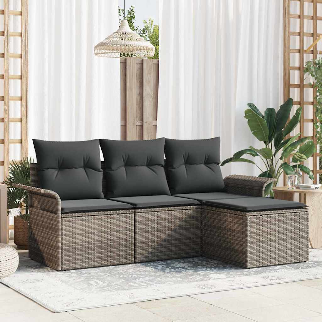 Sada zahradních pohovek 4 pcs Šedá 55 x 55 x 37cm polyratan